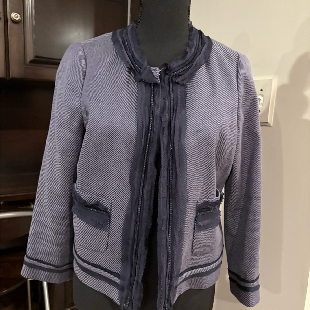 Rebecca Taylor Navy Textured Blazer